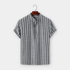 Vertical Stripe Mandarin Collar Shirt Regular Fit for Men