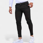Slim Fit Stretch Trousers Flat Front Tapered for Men