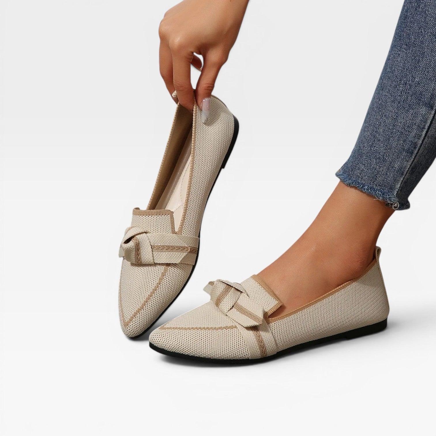 Women's Pointed-Toe Knit Slip-On Loafers