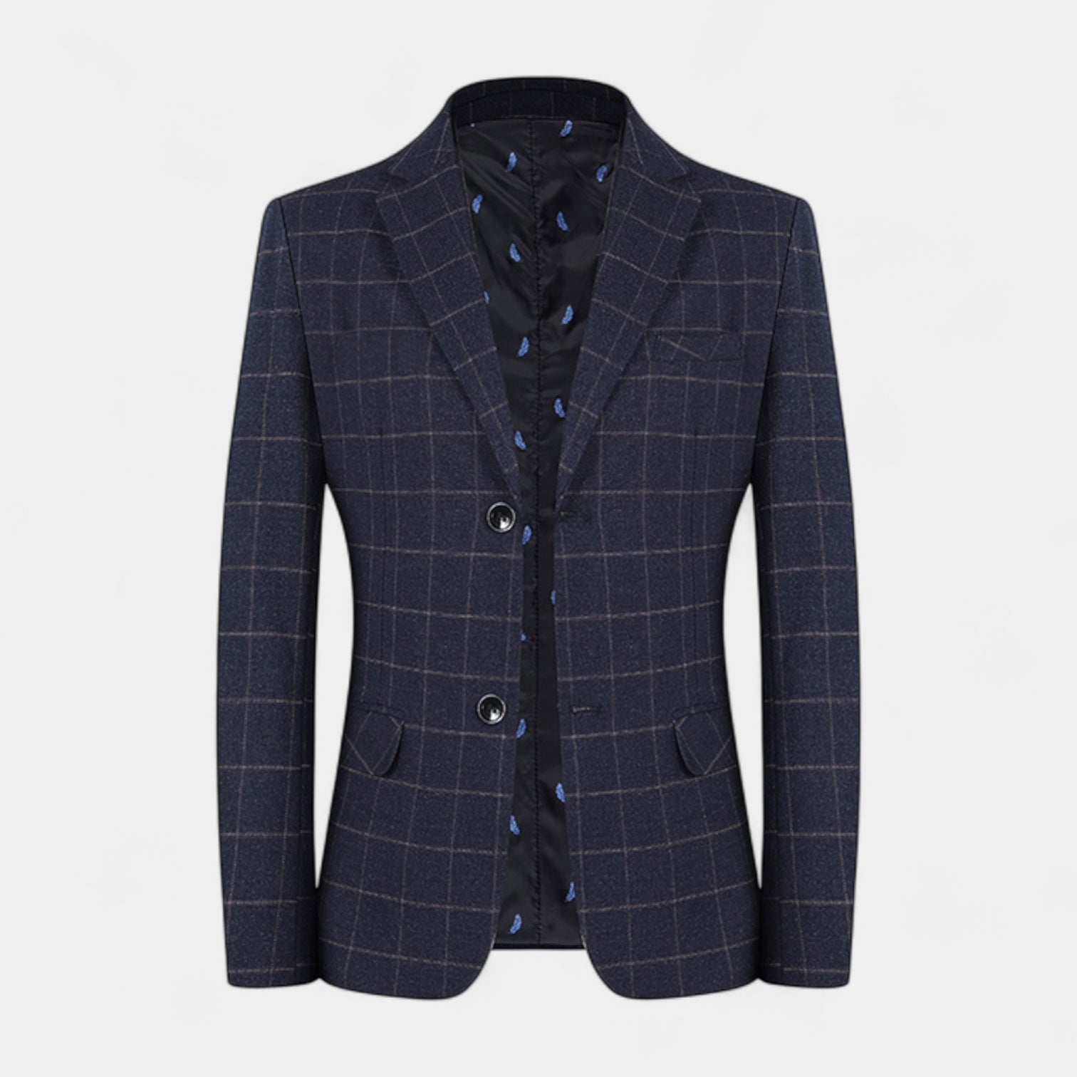 Single Breasted Check Blazer Tailored Fit for Men