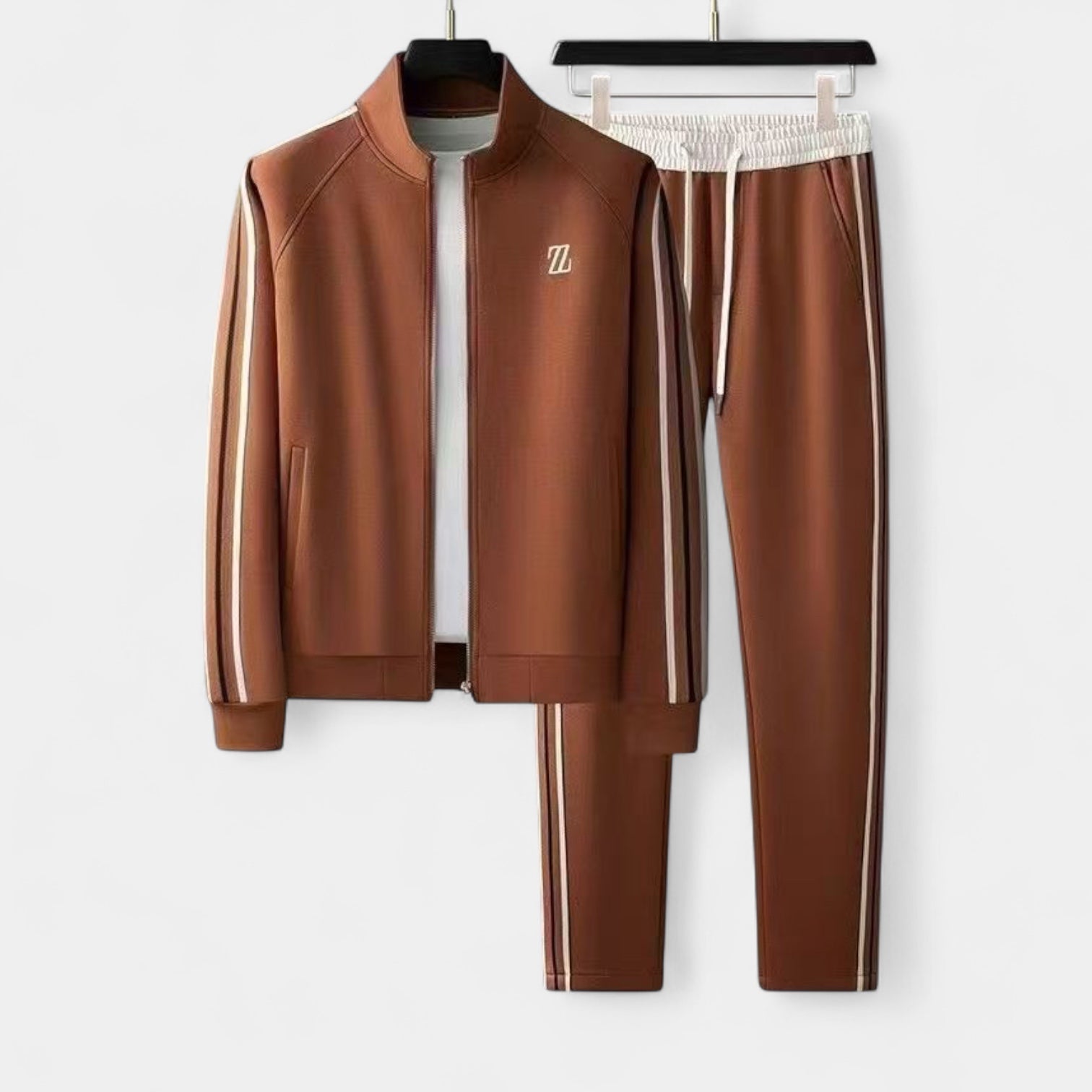 Zip-Up Tracksuit Set Stretch Jogger Pants for Men