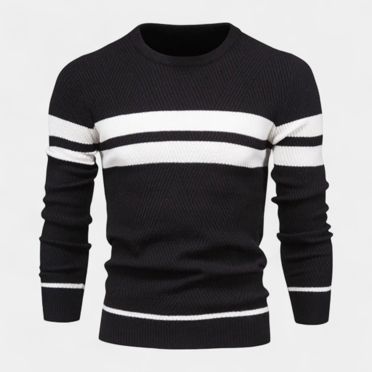 Striped Crewneck Pullover Sweater Slim Fit for Men