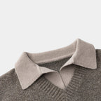 Wool Blend Collared Pullover Sweater Ribbed for Men