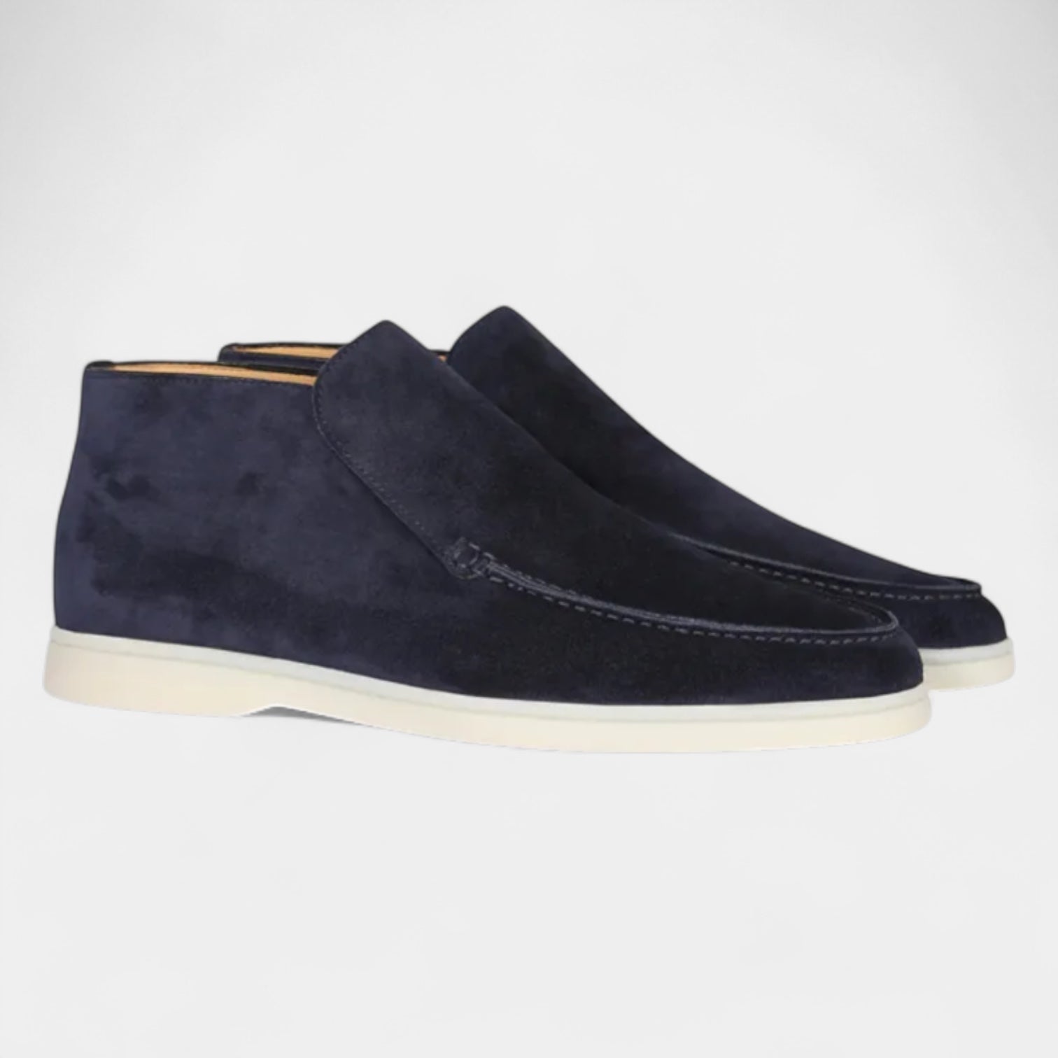 Suede High-Top Loafers Slip-On Rubber Sole for Men
