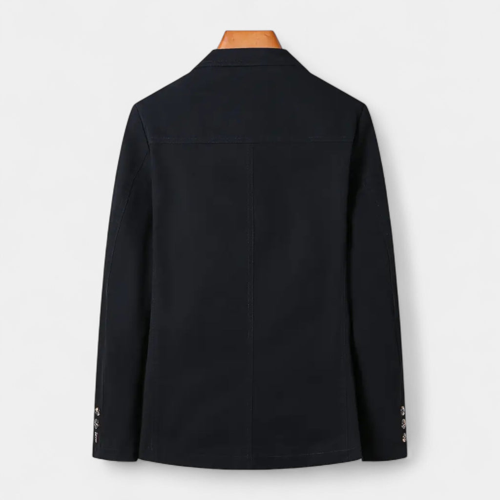 Cotton Blend Single-Breasted Blazer Notch Lapel for Men