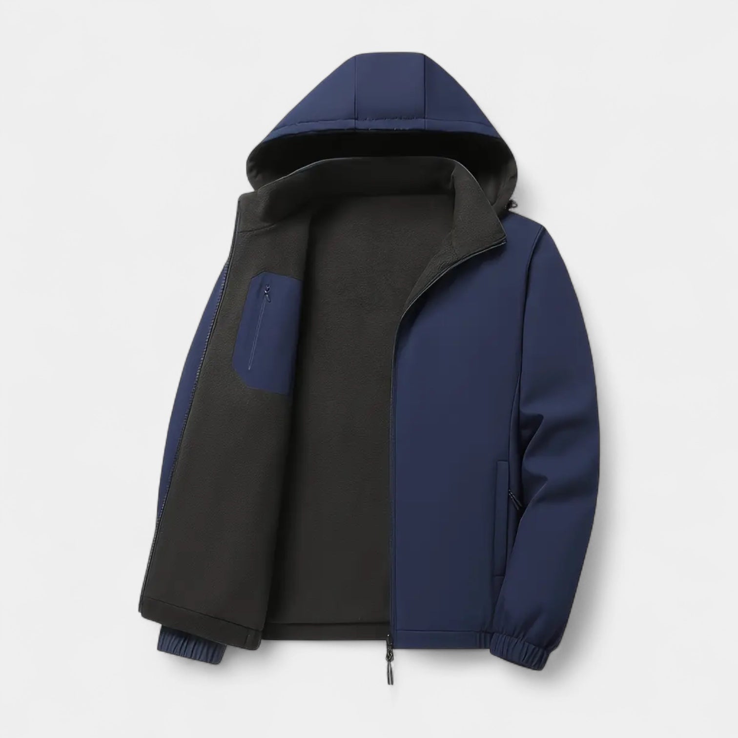 Fleece Lined Hooded Wind Jacket Zip-Up for Men