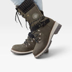 Women's Knit-Cuff Snow Boots with Buckle Detail