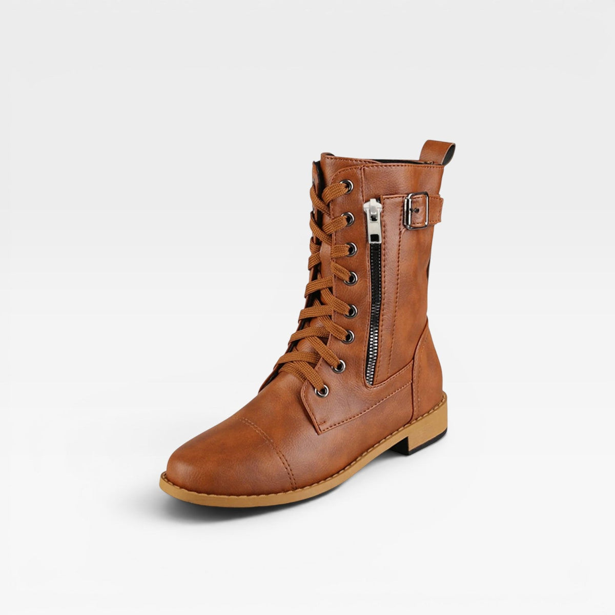 Women's Leather Lace-Up Mid-Calf Boots