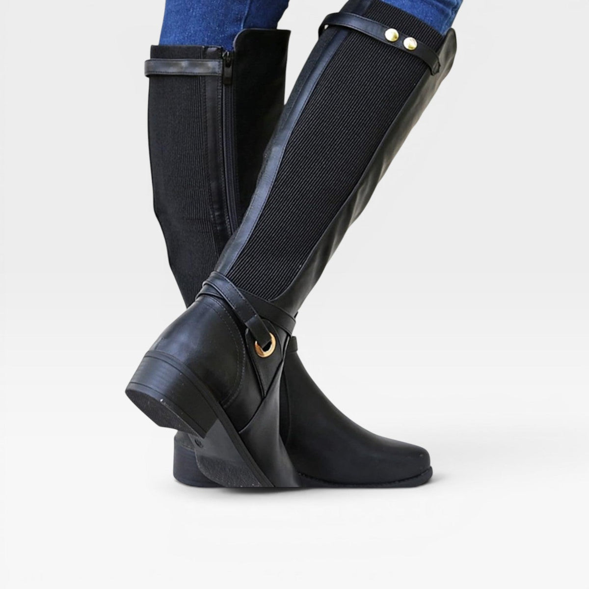 Women's Knee-High Boots with Elastic Comfort Panel
