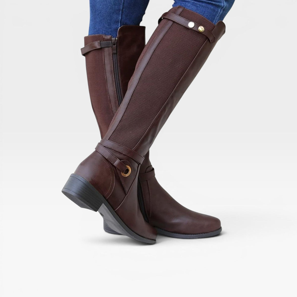 Women's Knee-High Boots with Elastic Comfort Panel