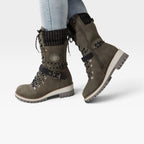 Women's Knit-Cuff Snow Boots with Buckle Detail