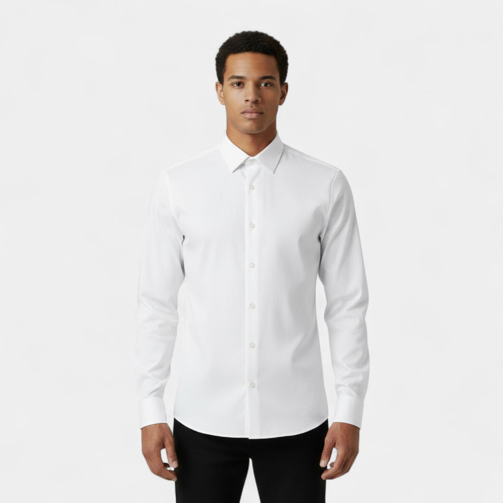 Slim Fit Cotton Blend Button-Down Dress Shirt for Men