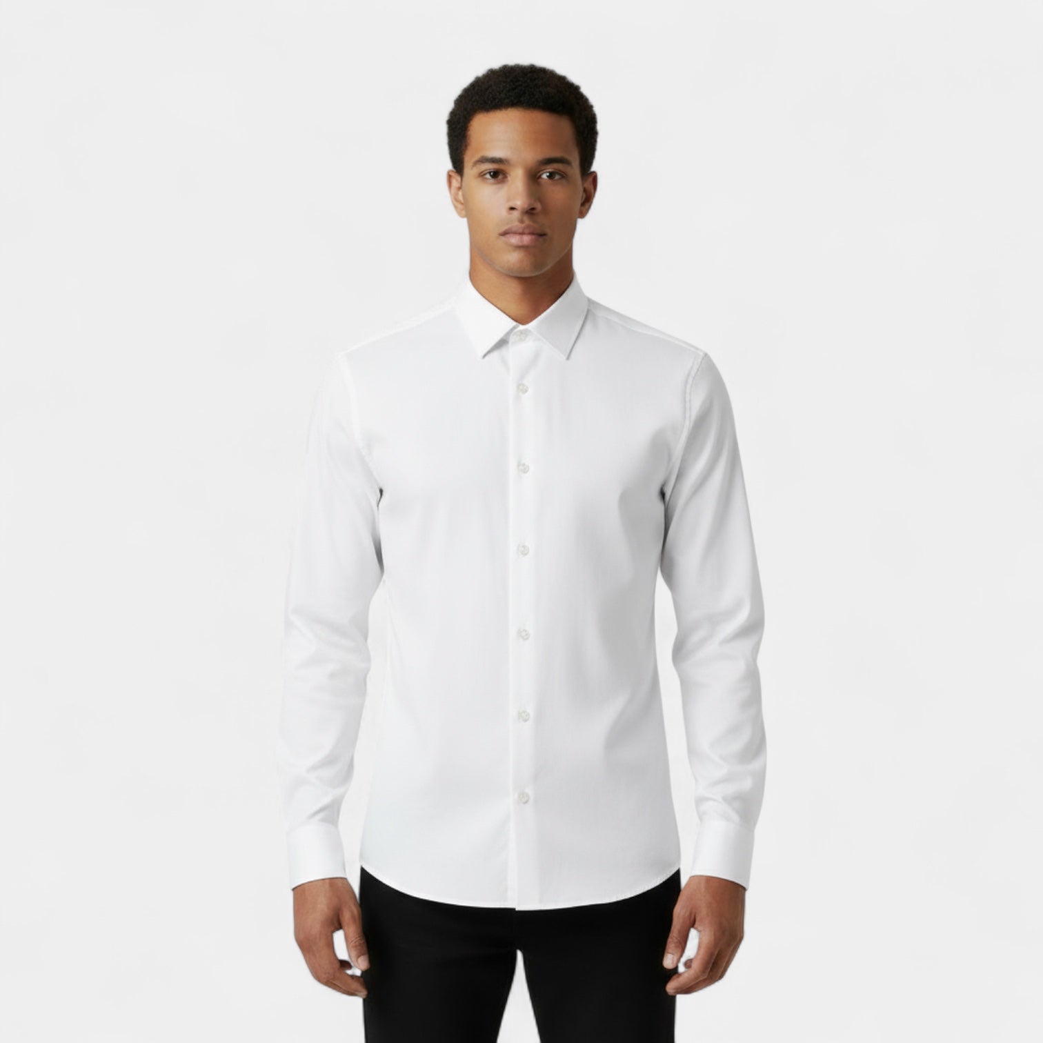 Slim Fit Cotton Blend Button-Down Dress Shirt for Men