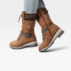 Women's Knit-Cuff Snow Boots with Buckle Detail