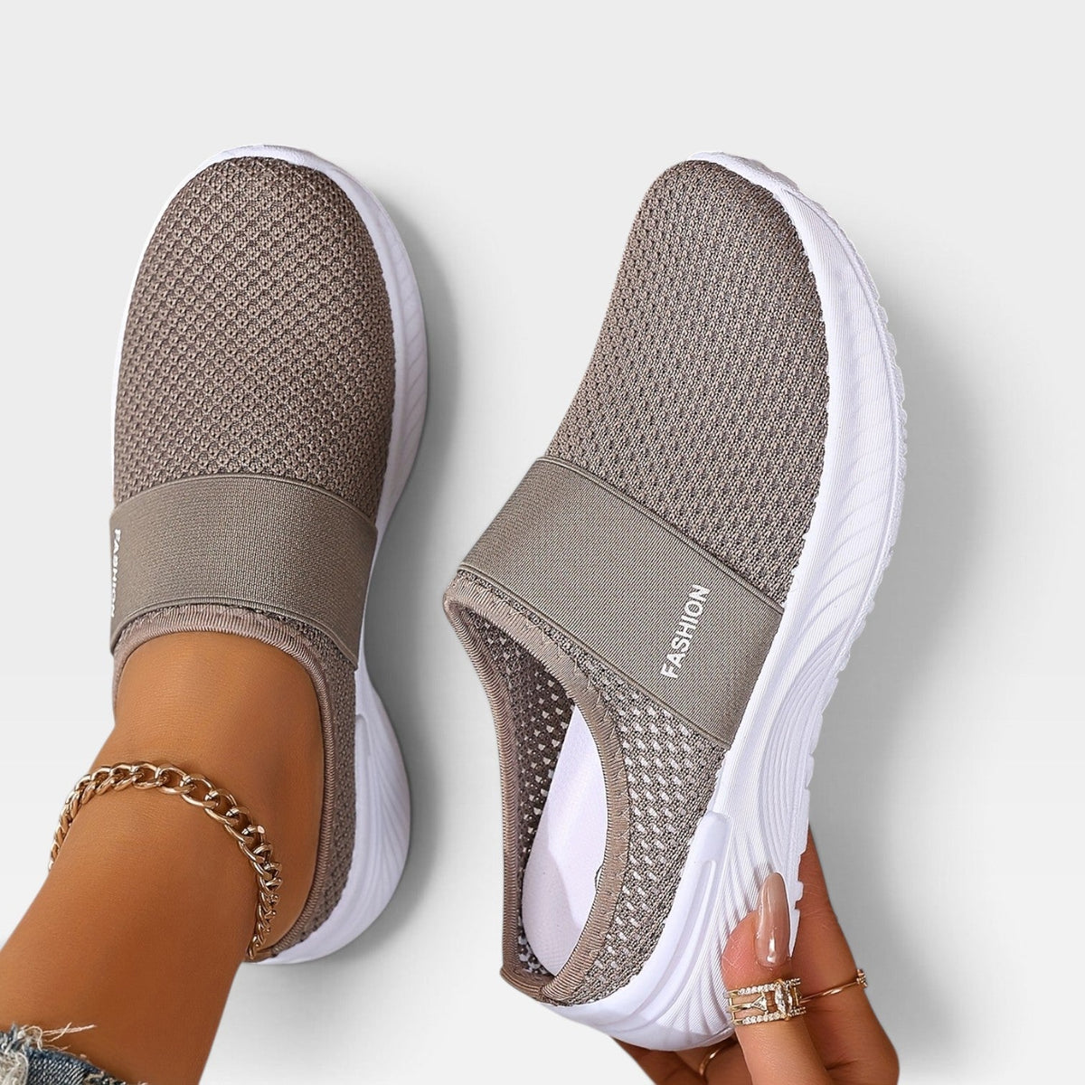 Women's Knit Slip-On Trainers with Cushioned Comfort