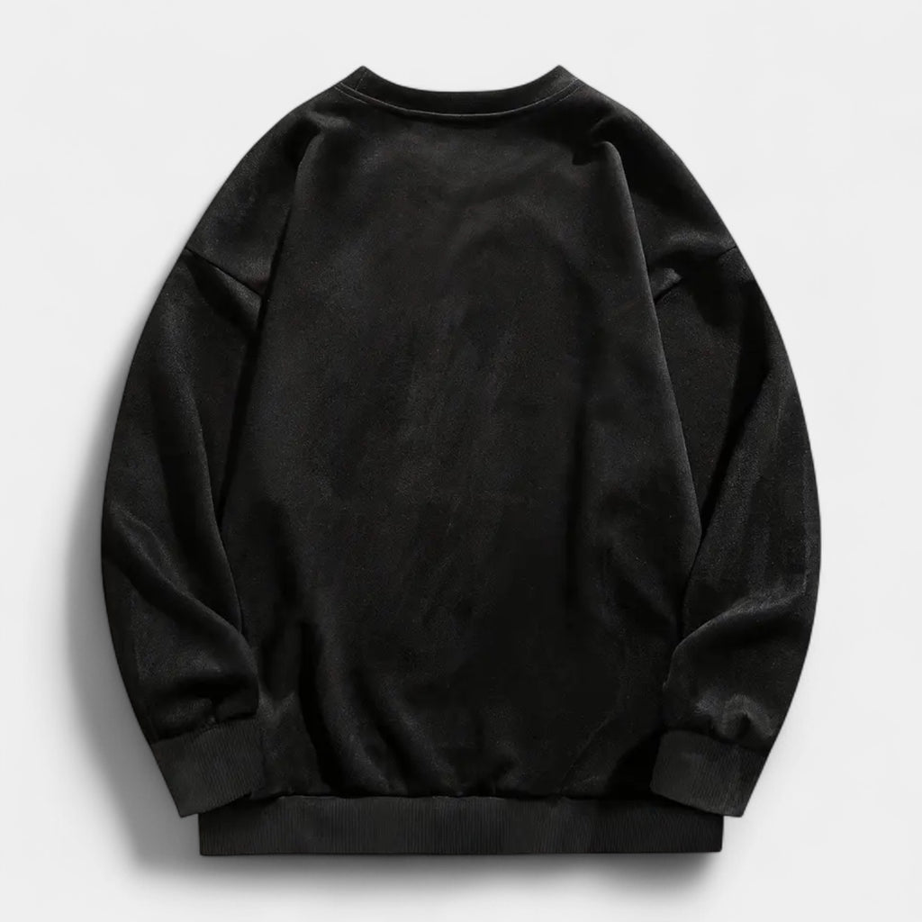 Washed Crewneck Sweater Relaxed Fit Ribbed for Men