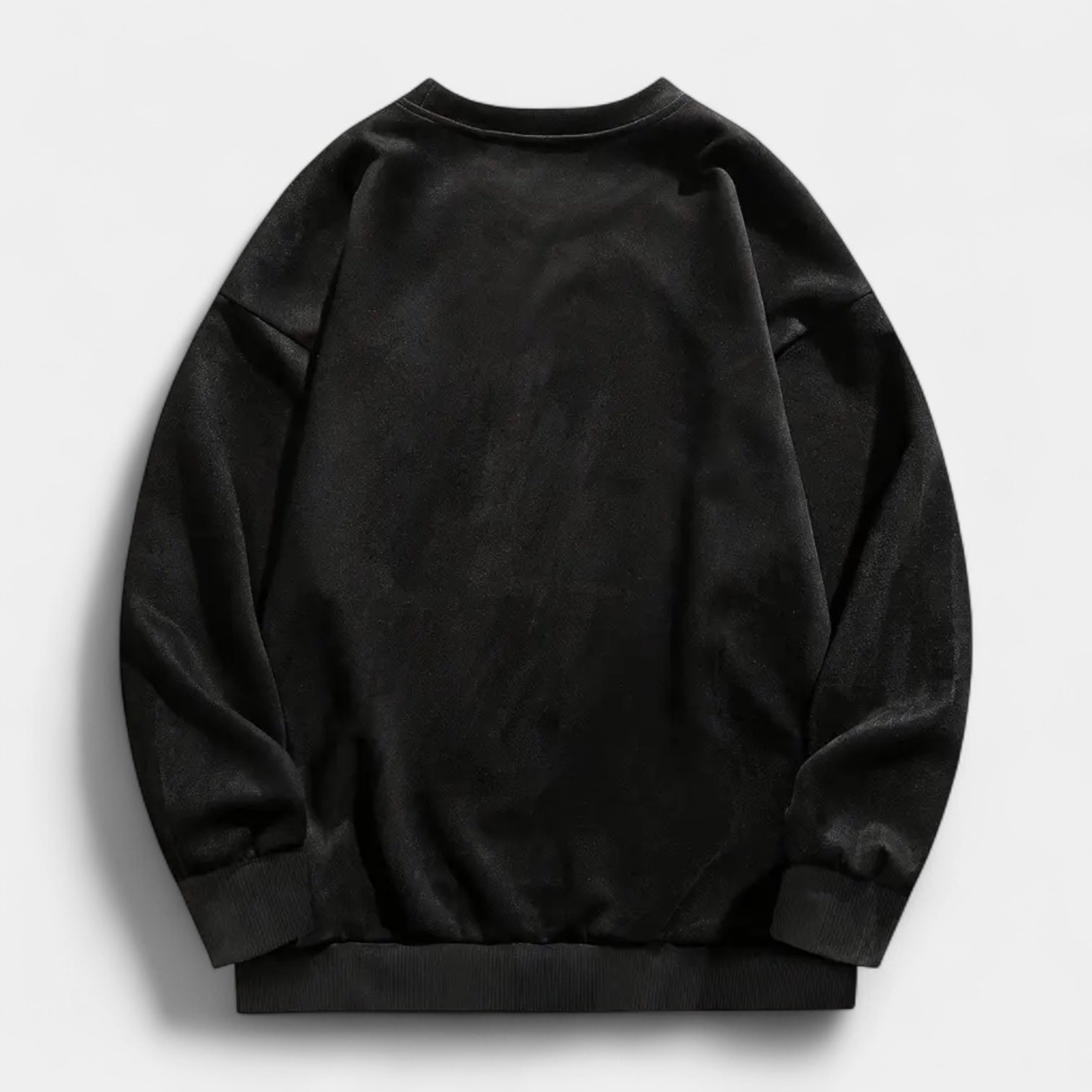 Washed Crewneck Sweater Relaxed Fit Ribbed for Men