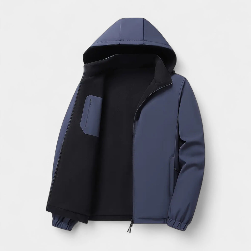 Fleece Lined Hooded Wind Jacket Zip-Up for Men