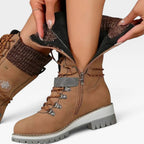 Women's Knit-Cuff Snow Boots with Buckle Detail