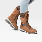 Women's Knit-Cuff Snow Boots with Buckle Detail