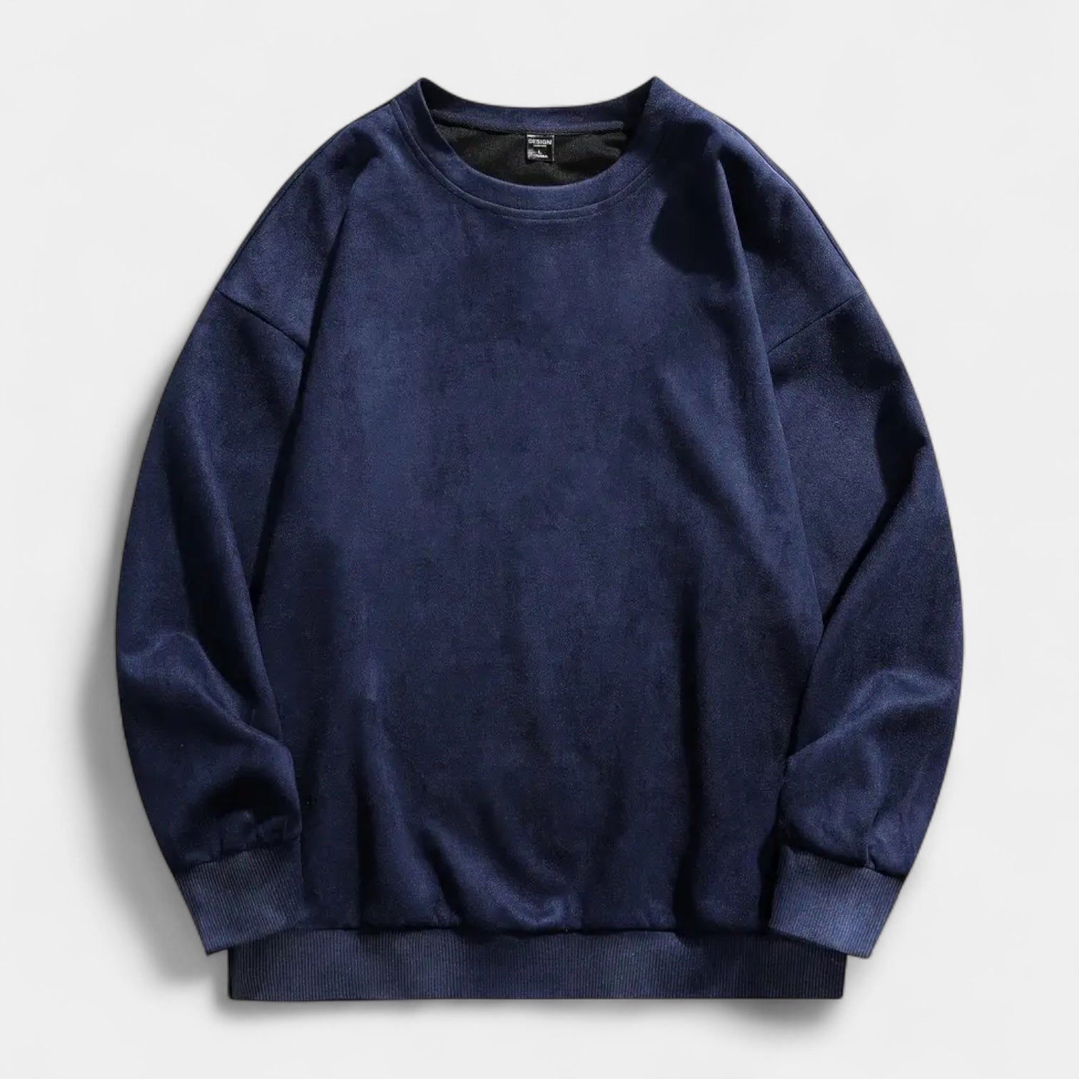 Washed Crewneck Sweater Relaxed Fit Ribbed for Men