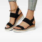 Women's Elastic Strap Espadrille Platform Sandals