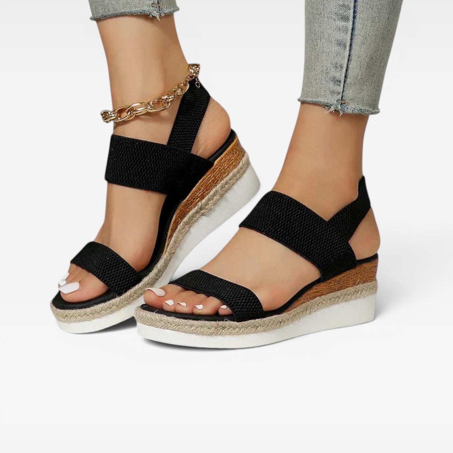 Women's Elastic Strap Espadrille Platform Sandals
