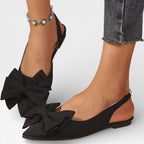 Women's Pointed-Toe Slingback Flats with Bow