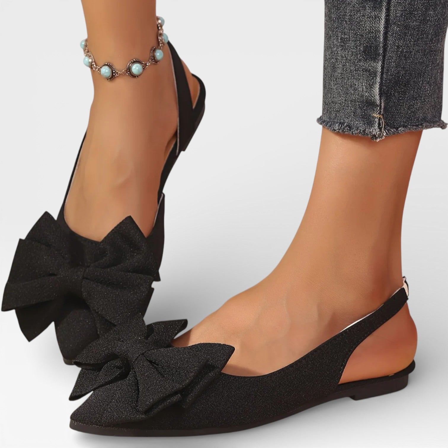 Women's Pointed-Toe Slingback Flats with Bow