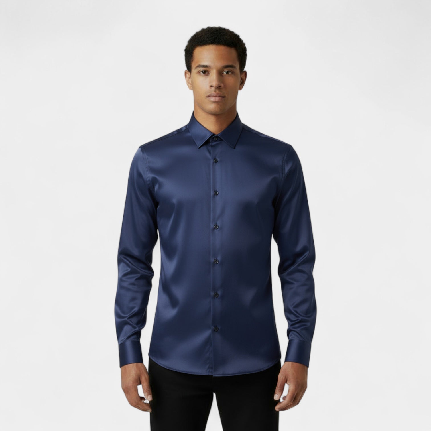 Slim Fit Cotton Blend Button-Down Dress Shirt for Men