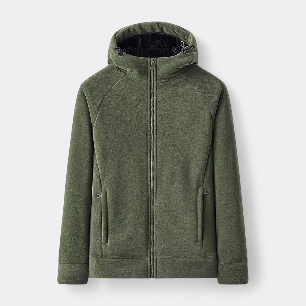 Fleece Full-Zip Hoodie Plush Lined Relaxed Fit for Men