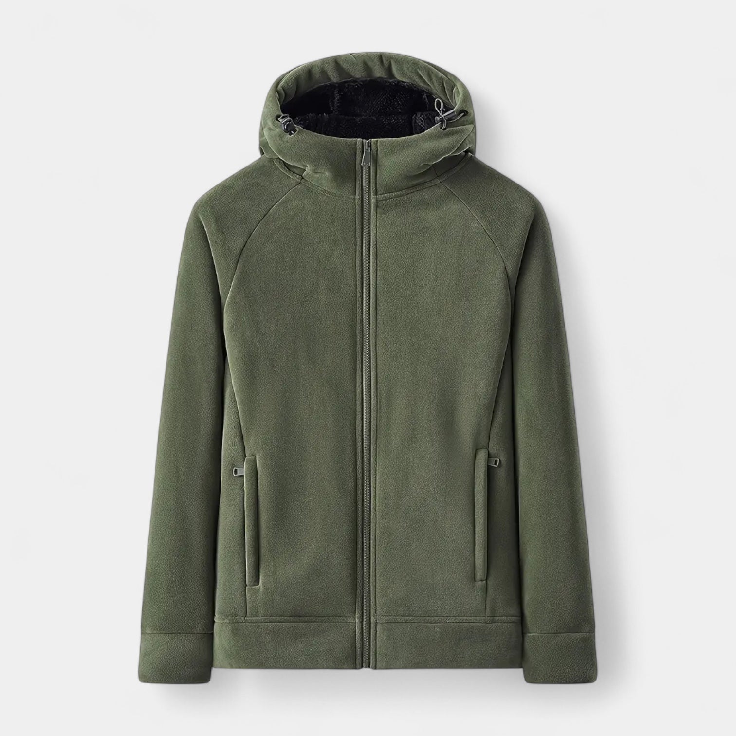 Fleece Full-Zip Hoodie Plush Lined Relaxed Fit for Men