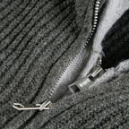 Zip-Up Knit Cardigan Hoodie Ribbed Relaxed Fit for Men