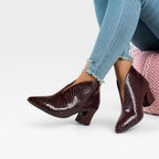 Women's Pointed-Toe Croc-Effect Ankle Boots