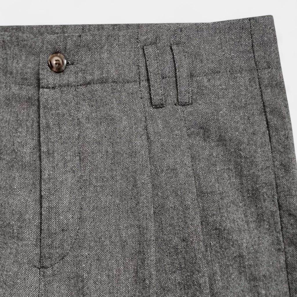Wool-Blend Pleated Trousers Relaxed Straight Fit for Men