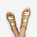 Women's Woven Braided Open-Toe Flat Sandals