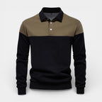 Color Block Long Sleeve Pullover Polo Shirt for Men