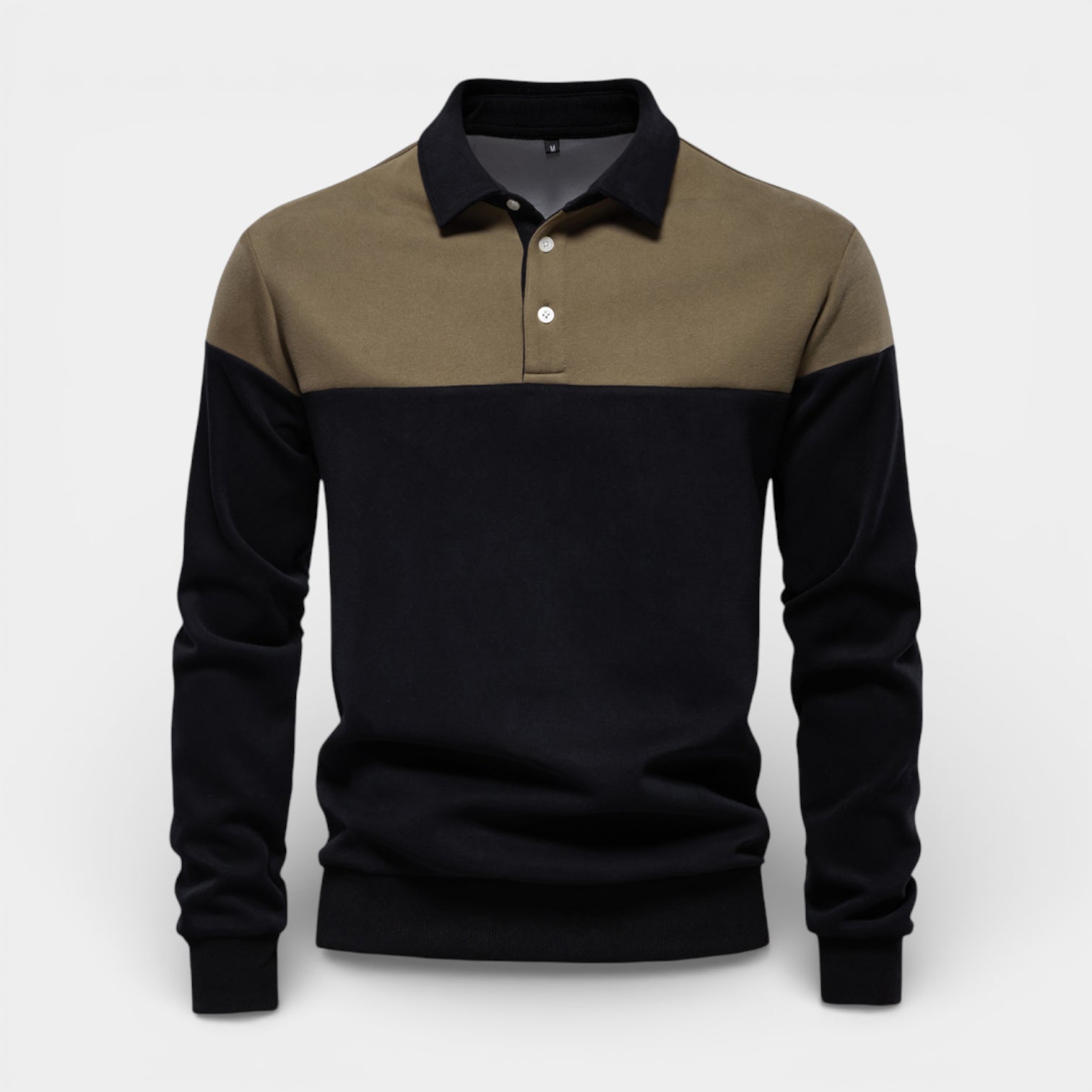 Color Block Long Sleeve Pullover Polo Shirt for Men