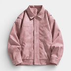 Collared Zip Jacket Suede-Touch Relaxed Fit for Men