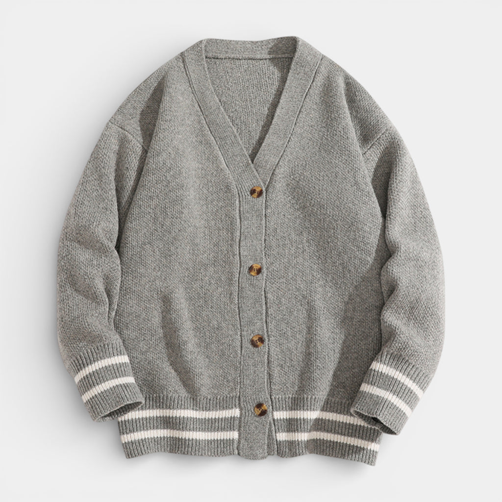 V-Neck Button-Up Knit Cardigan Regular Fit for Men