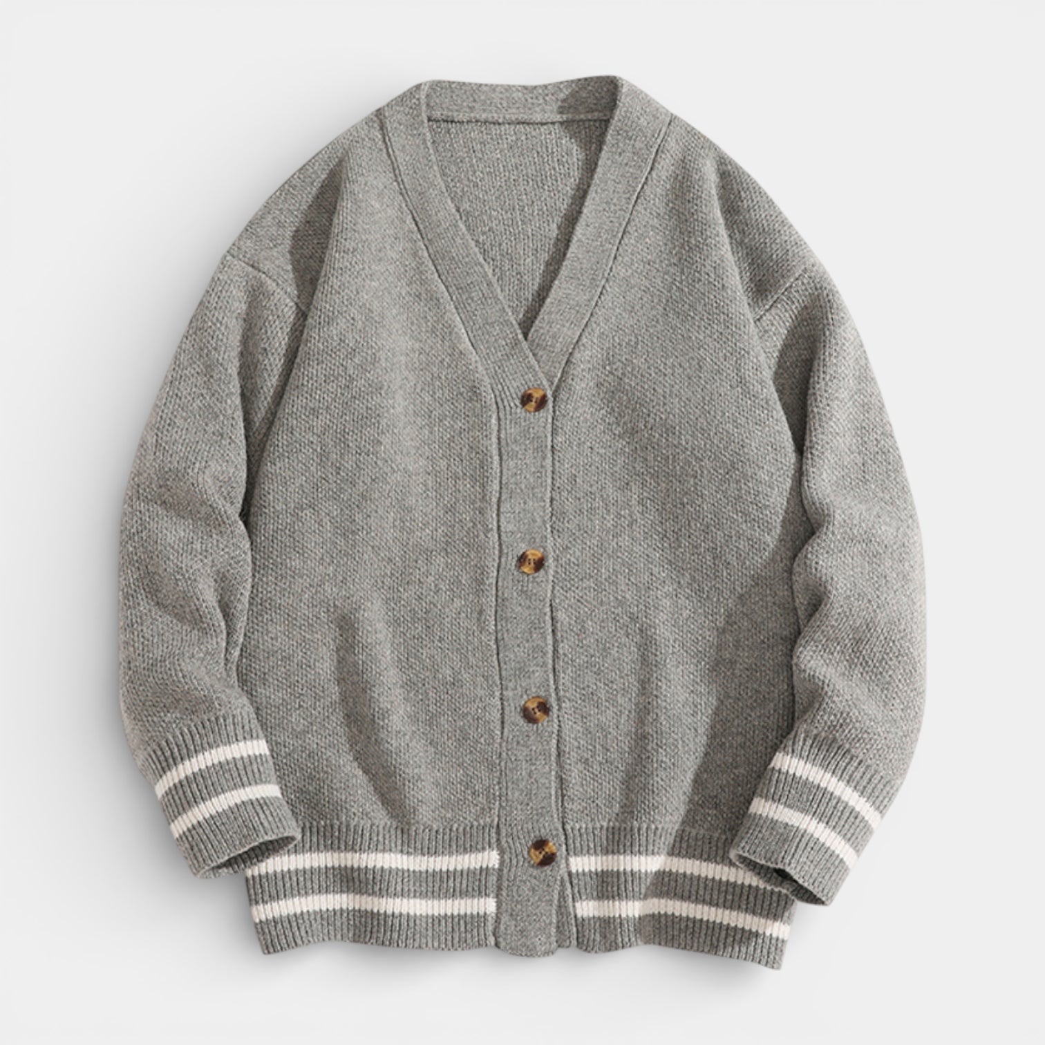 V-Neck Button-Up Knit Cardigan Regular Fit for Men