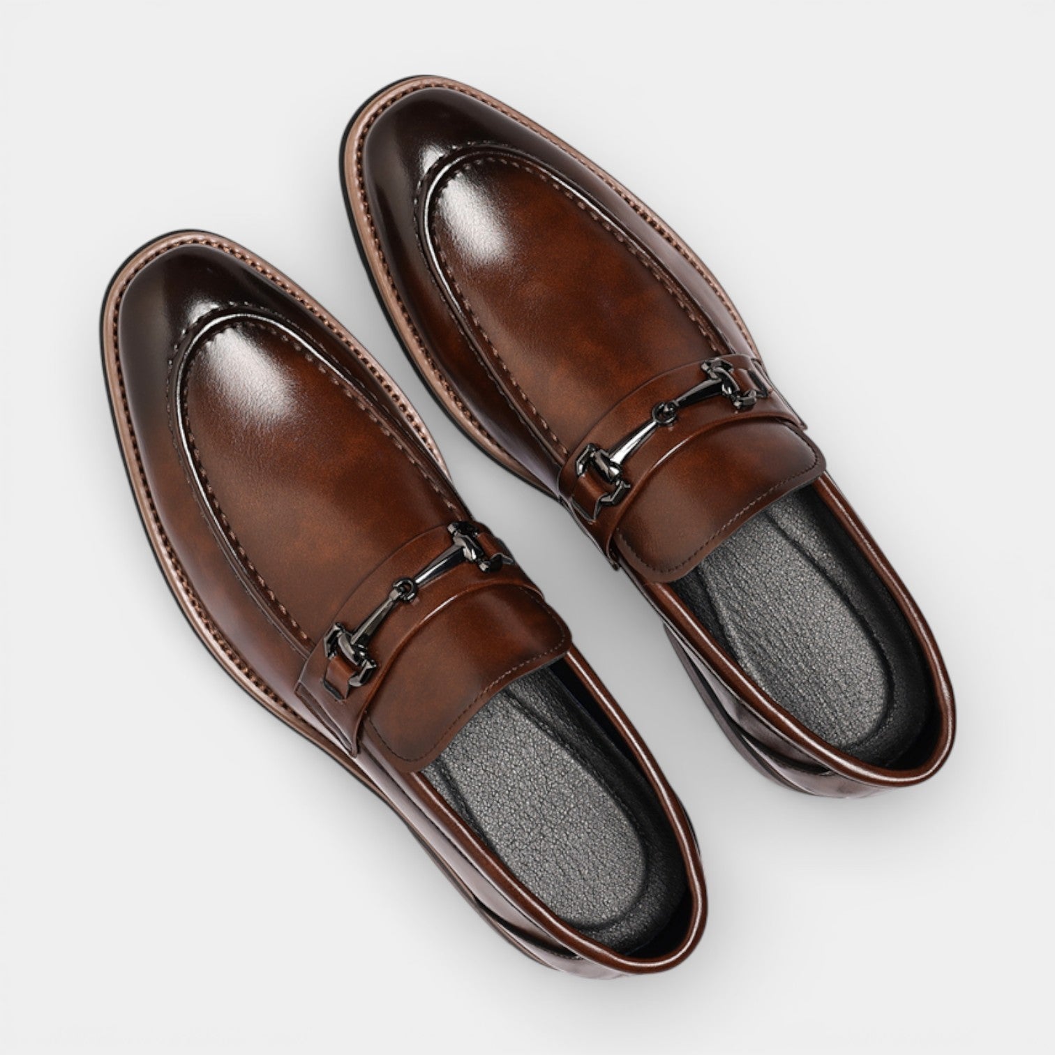 Slip-On Bit Loafers Polished Almond Toe for Men