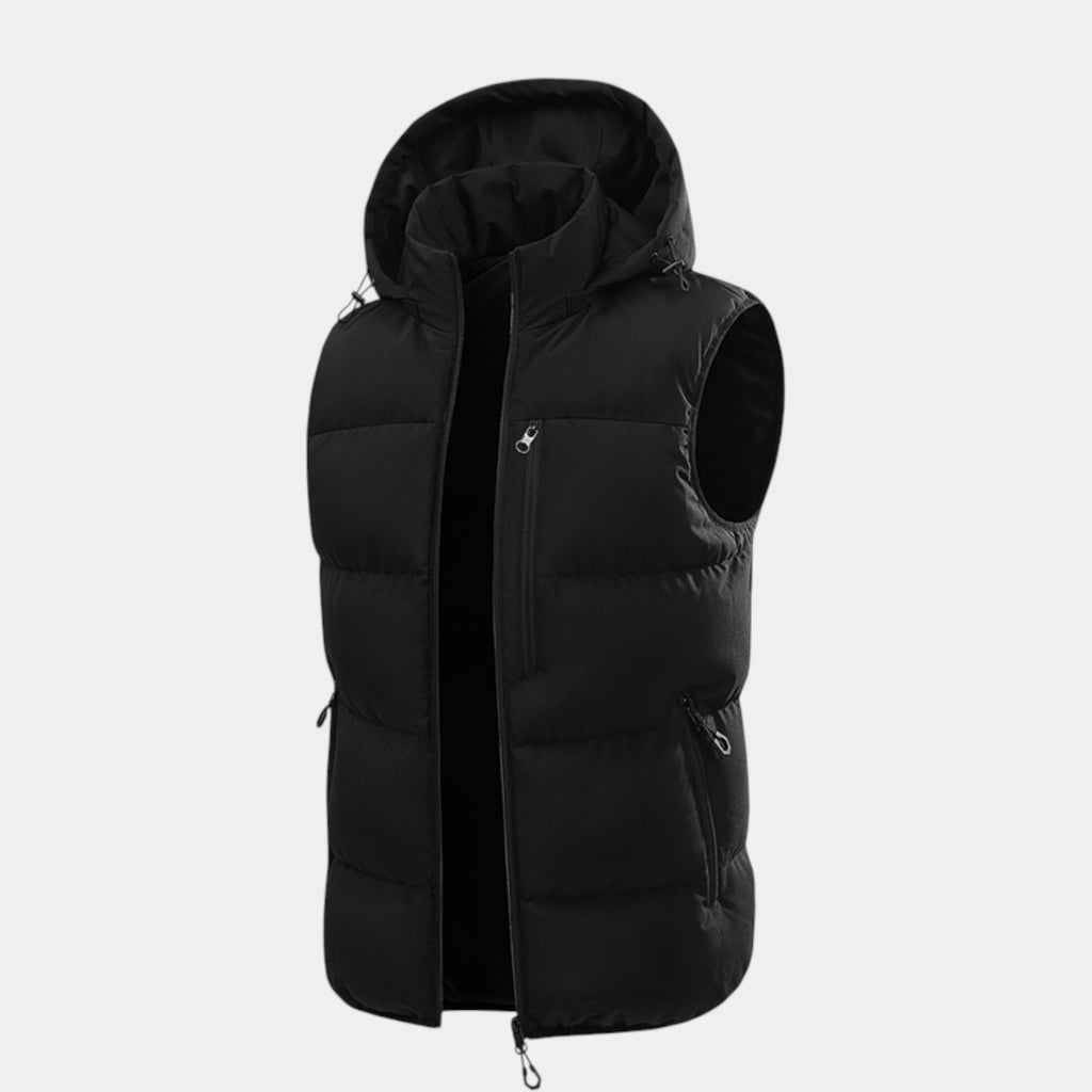 Hooded Puffer Vest Quilted Zip-Up Regular Fit for Men