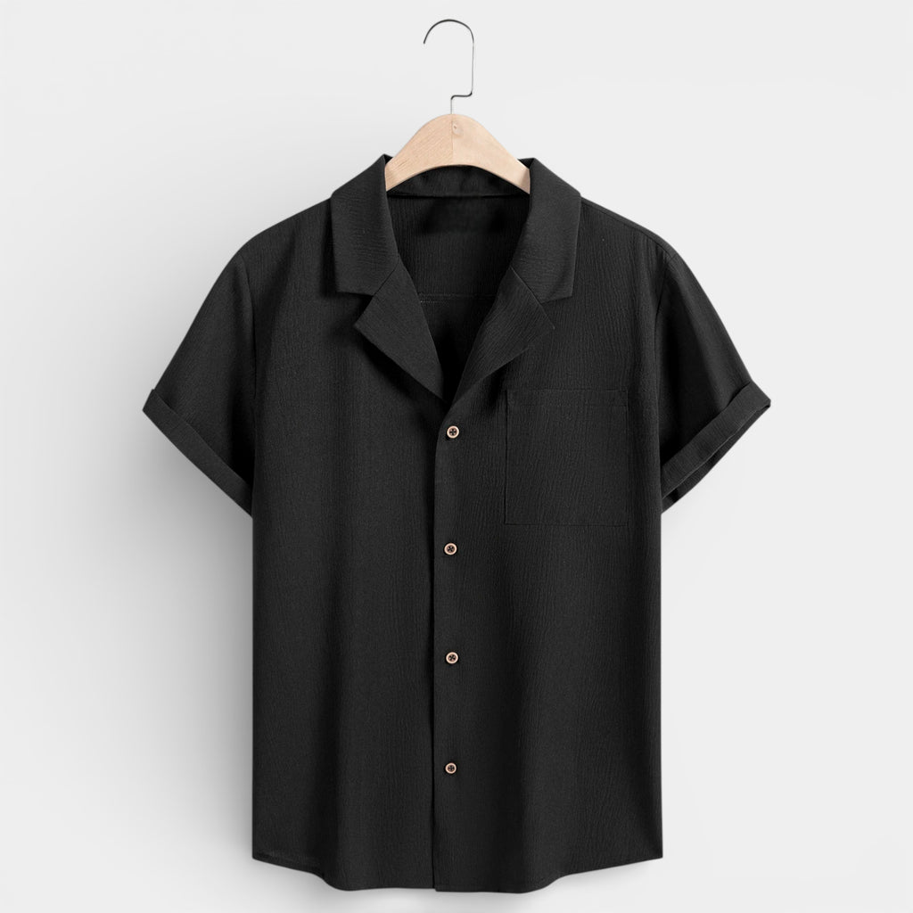 Short Sleeve Button-Up Textured Shirt Regular Fit for Men