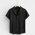 Short Sleeve Button-Up Textured Shirt Regular Fit for Men