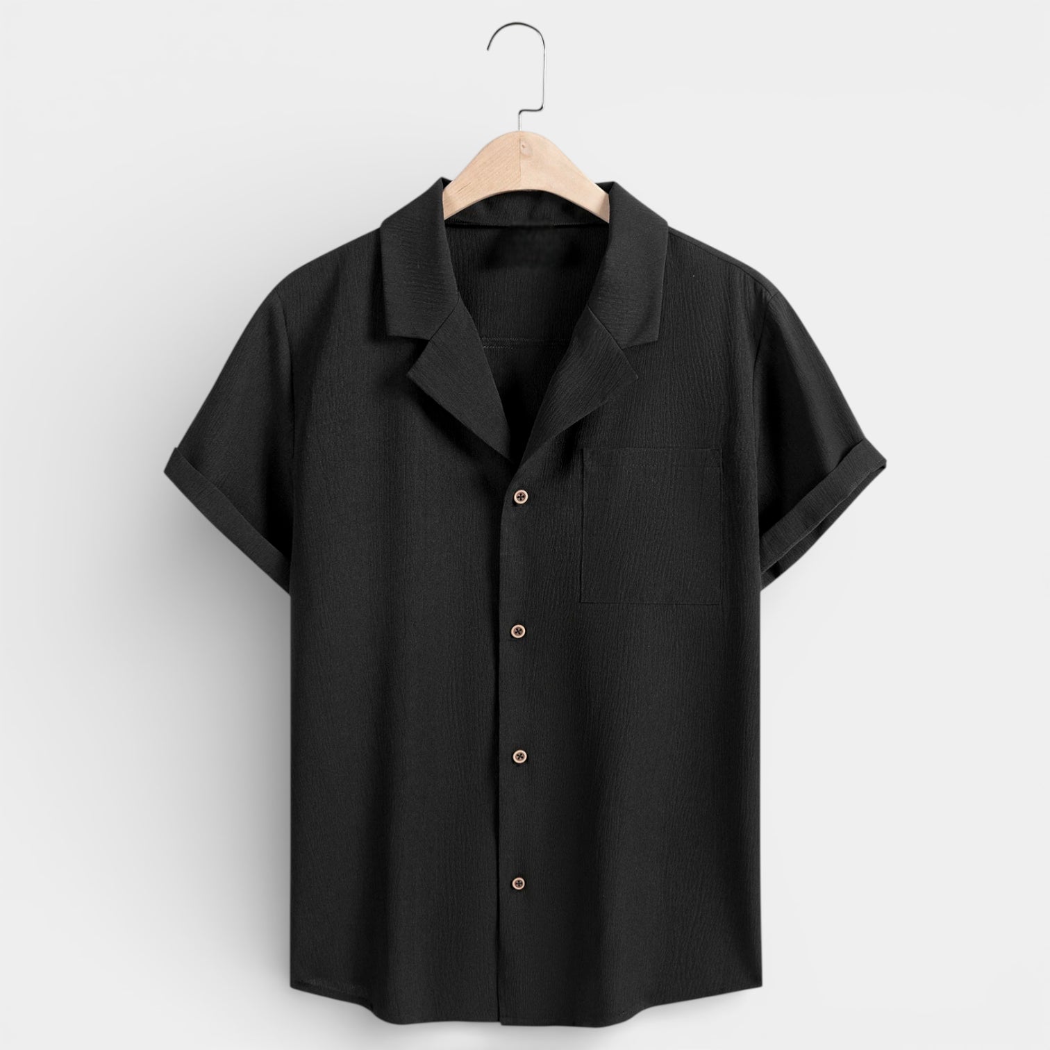 Short Sleeve Button-Up Textured Shirt Regular Fit for Men