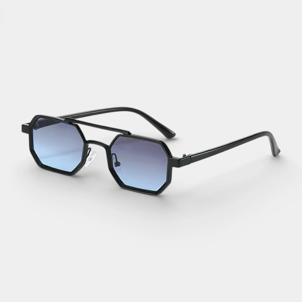 Geometric Metal Frame Sunglasses Double Bridge for Men