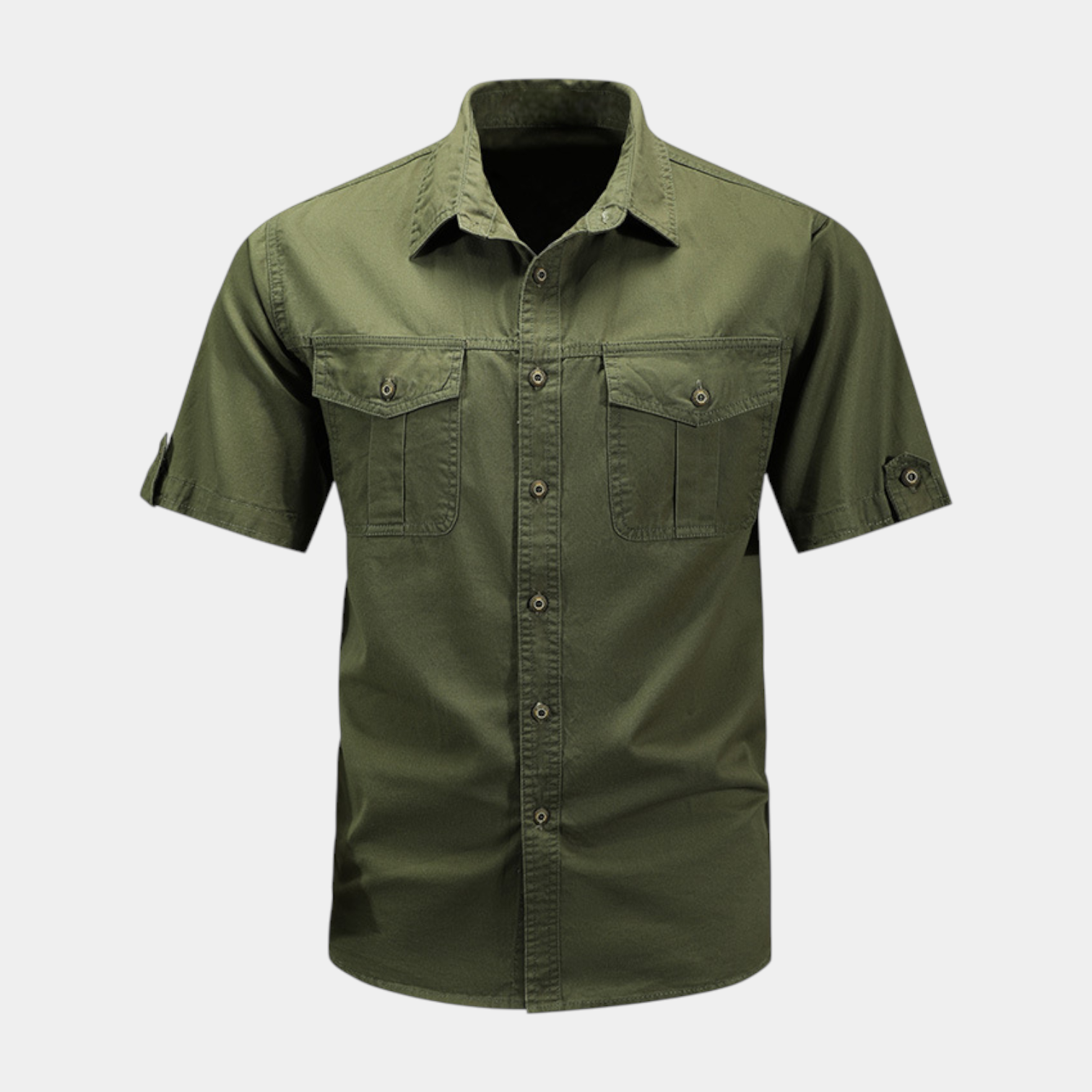 Short Sleeve Button-Up Utility Shirt Regular Fit for Men