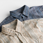 Vertical Stripe Button-Up Shirt Long Sleeve for Men