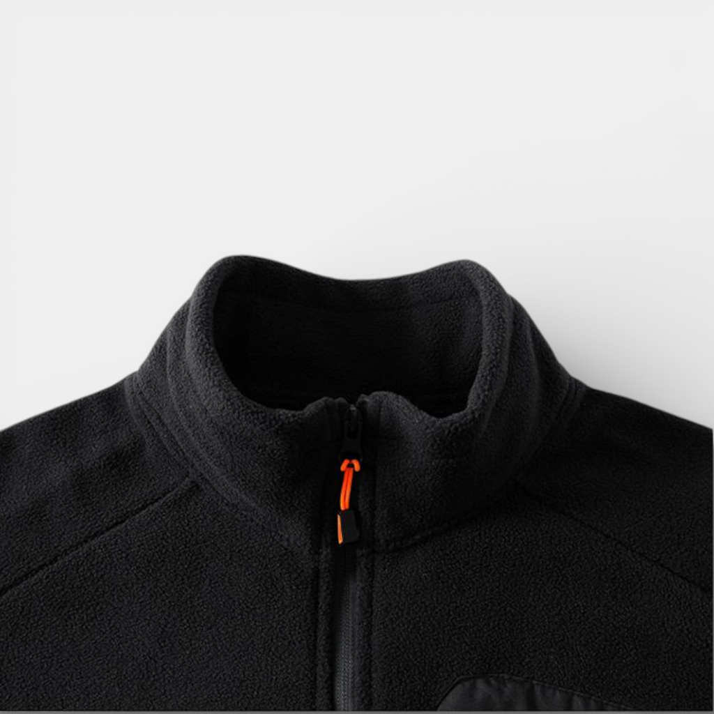 Fleece Full-Zip Jacket Stand Collar Regular Fit for Men